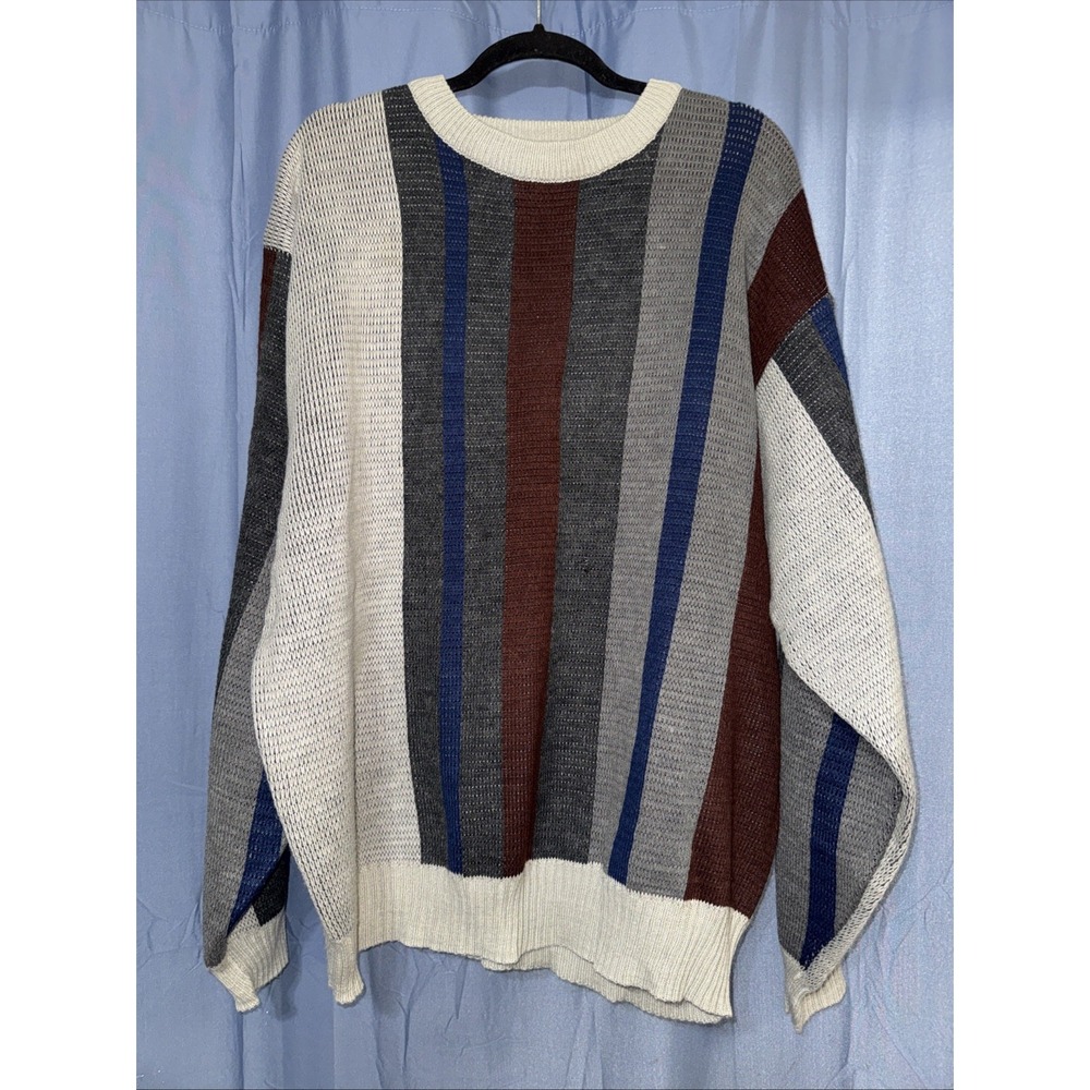 Vintage 80s 90s Boulevard Block Geometric Pullover Sweater Mens 4XLT Grandpa